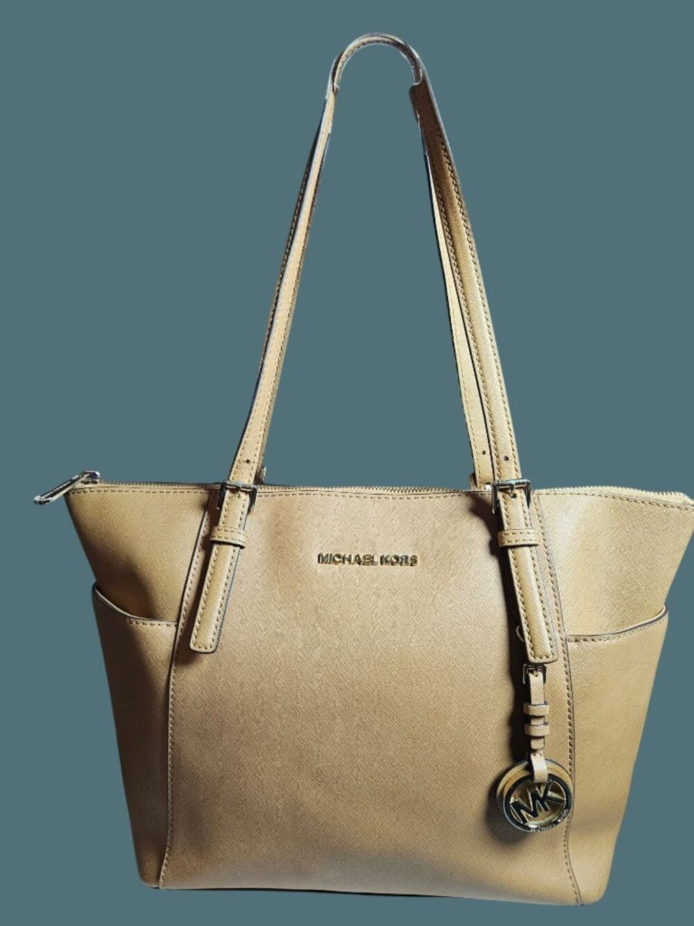 Michael Kors Jet Set Large Crossgrain Leather Top Zip Tote -READ